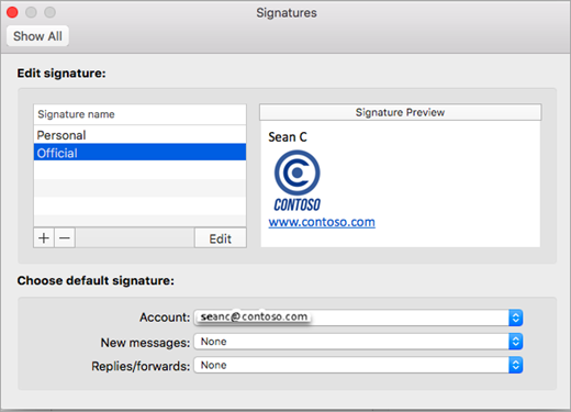 create signature for outlook office 365 mac